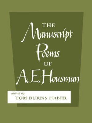 cover image of The Manuscript Poems of A.E. Housman